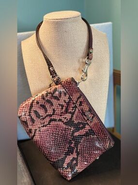Coach Snakeskin/Python embossed leather wristlet EUC